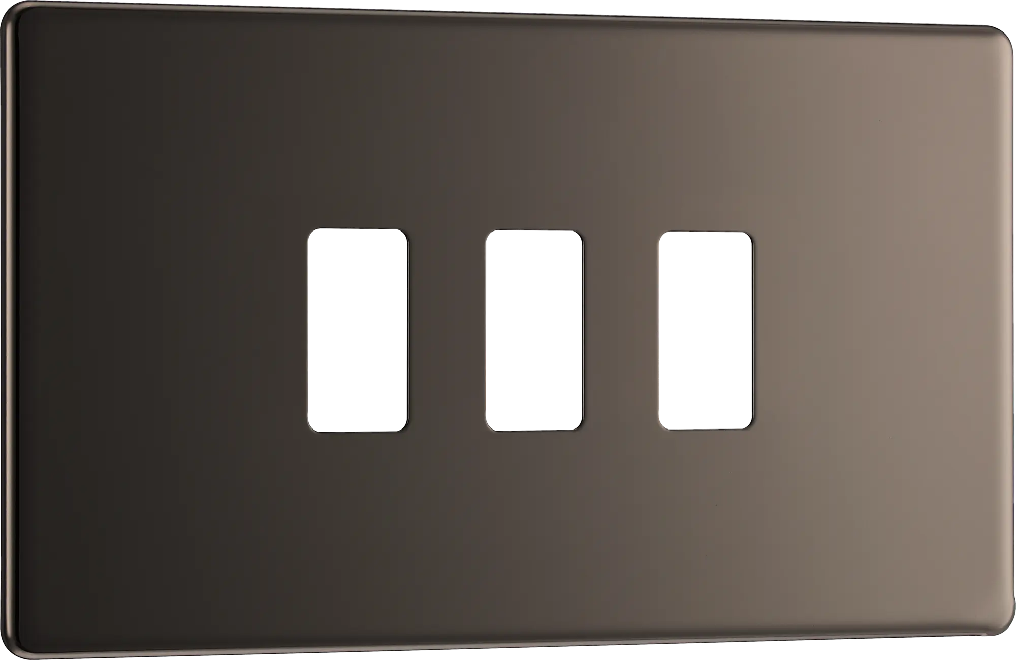 BG RFBN3 Screwless Black Nickel 3 Gang Front Cover Plate BG Nexus