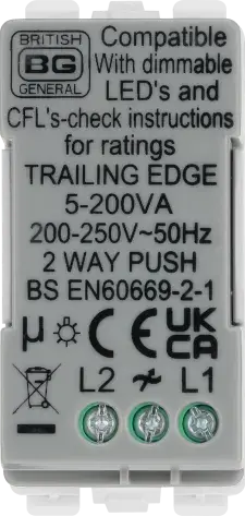 BG RPCDTR Polished Chrome Single Trailing Edge Dimmer Module Grid Light Switch BG Nexus