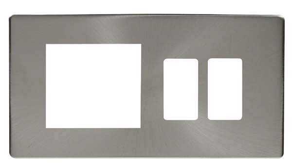 Click GridPro Hotel Accessory Plate - 2 Gang Gridpro Frontplate With Twin New Media Aperture Cover Plate – SCP31102BS