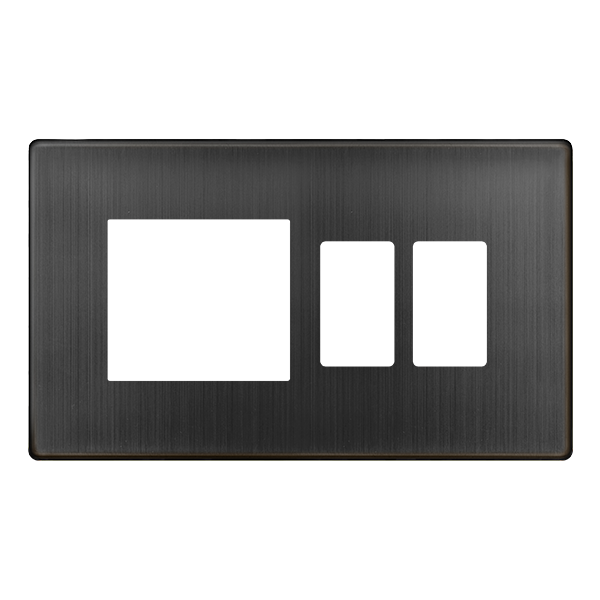 Click GridPro 2 GANG GRIDPRO WITH TWIN NEW MEDIA APERTURE COVER PLATE - MATT BRONZE – SCP31102BZ