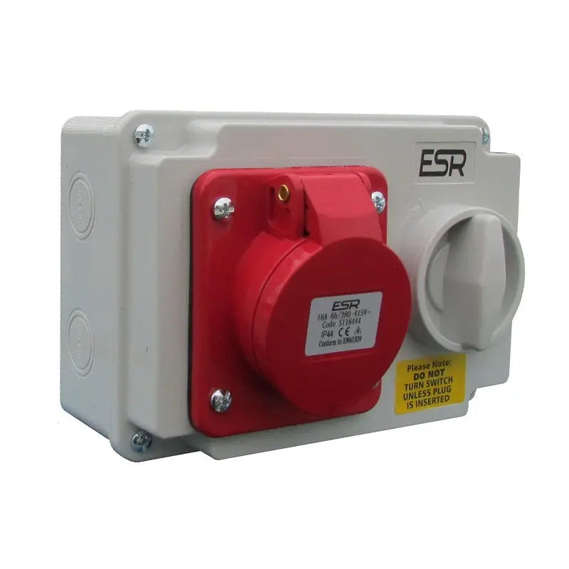16 Amp 5 Pin Interlock Socket Switch 380V - 415V 3P+N+E Weatherproof IP44 SI16544 ESR
