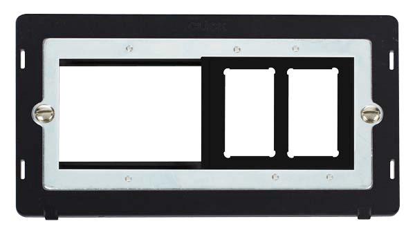 Click GridPro Hotel Accessory Plate - 2 Gang Gridpro Frontplate With Twin New Media Aperture Insert – SIN31102BK