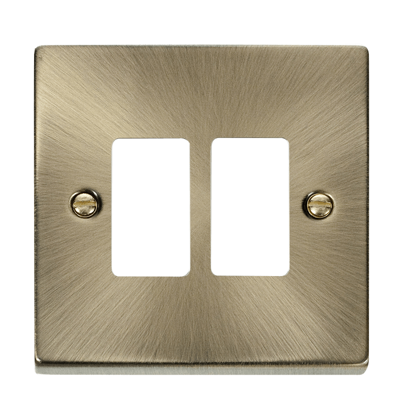 Click GridPro 2 Gang GridPro Frontplate - Antique Brass – VPAB20402