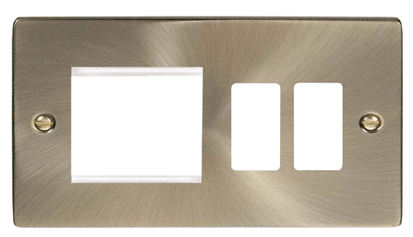 Click GridPro Hotel Accessory Plate - 2 Gang Gridpro Frontplate With Twin New Media Aperture – VPAB31102