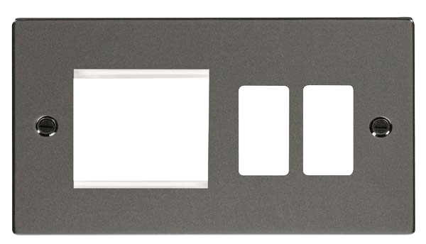 Click GridPro Hotel Accessory Plate - 2 Gang Gridpro Frontplate With Twin New Media Aperture – VPBN31102