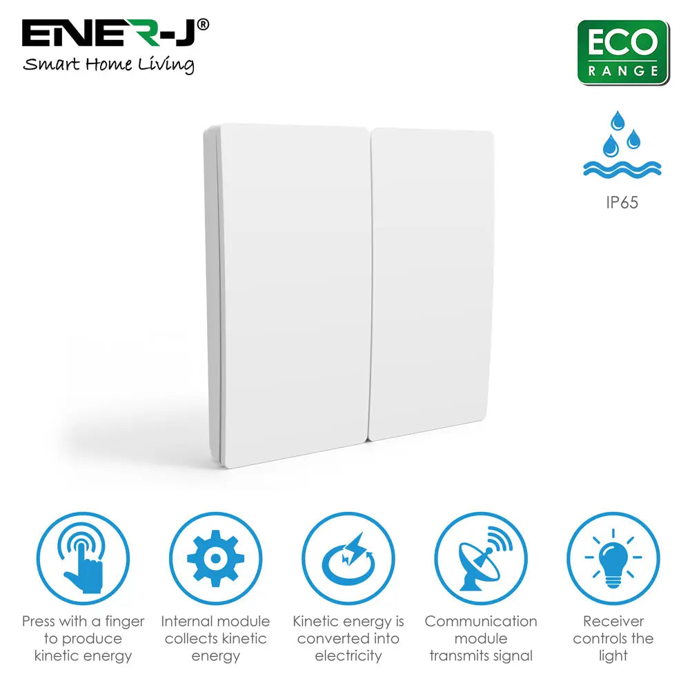 Kinetic Wireless Switch 2 Gang ECO RANGE IP67 - WS1051X ENER-J