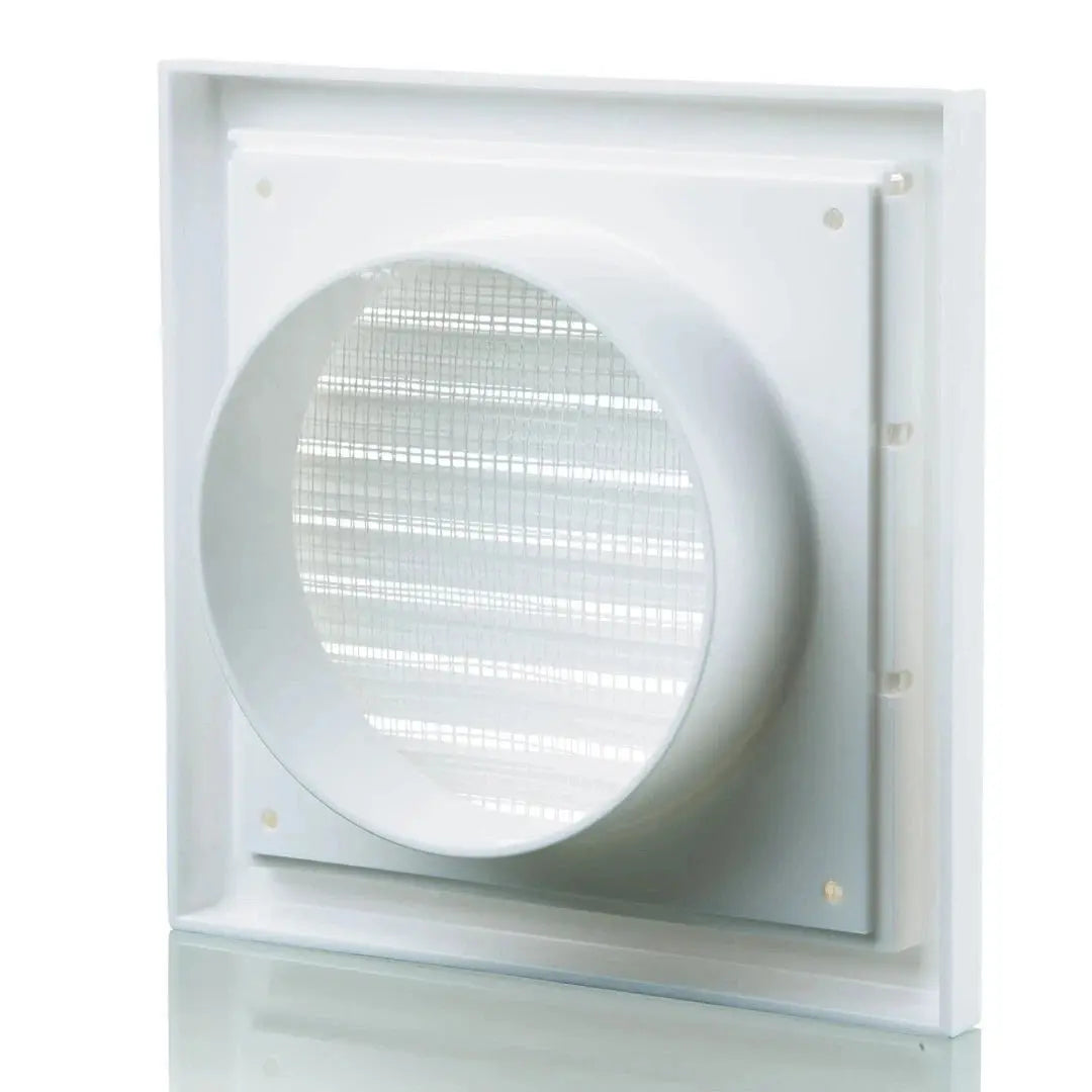White 4" Louvred Wall Vent Grille Cover Fixed Blade Air Vent Extractor Fan Duct