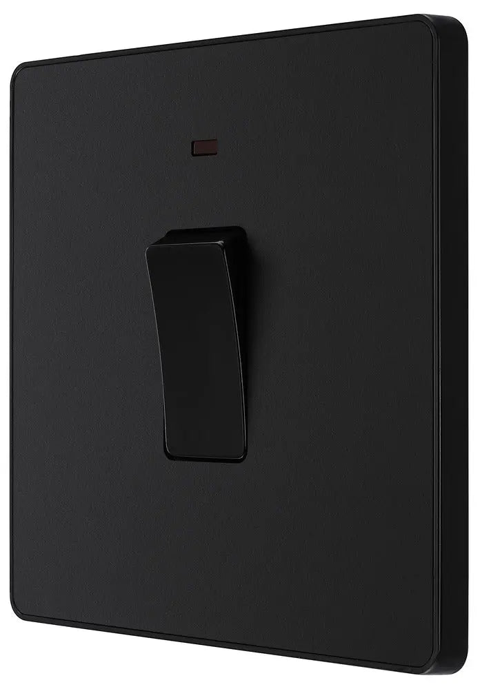 BG Evolve Matt Black Screwless 20A Double Pole Switch + Neon PCDMB31B BG (British General)