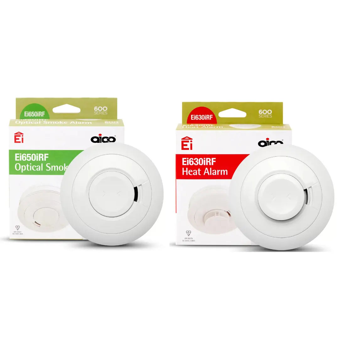 Aico Fire Alarm Kit 1 x Ei650IRF & 1 x Ei630IRF Smoke Alarm Kit Bundle  Battery Powered RadioLINK 600 Series Aico