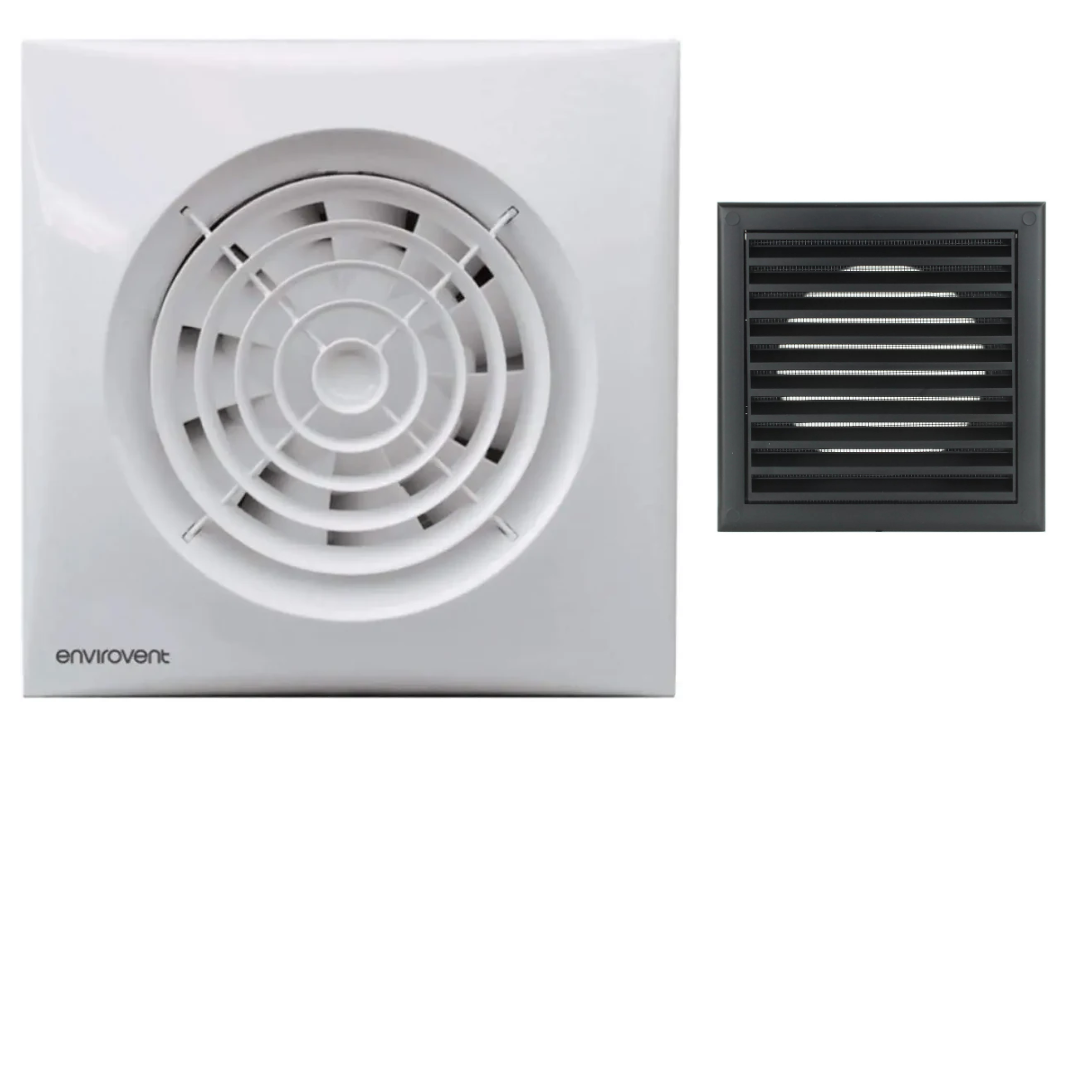 Envirovent SIL100T Extractor Fan Complete Kit - Fan, Grille & Ducting - Timer