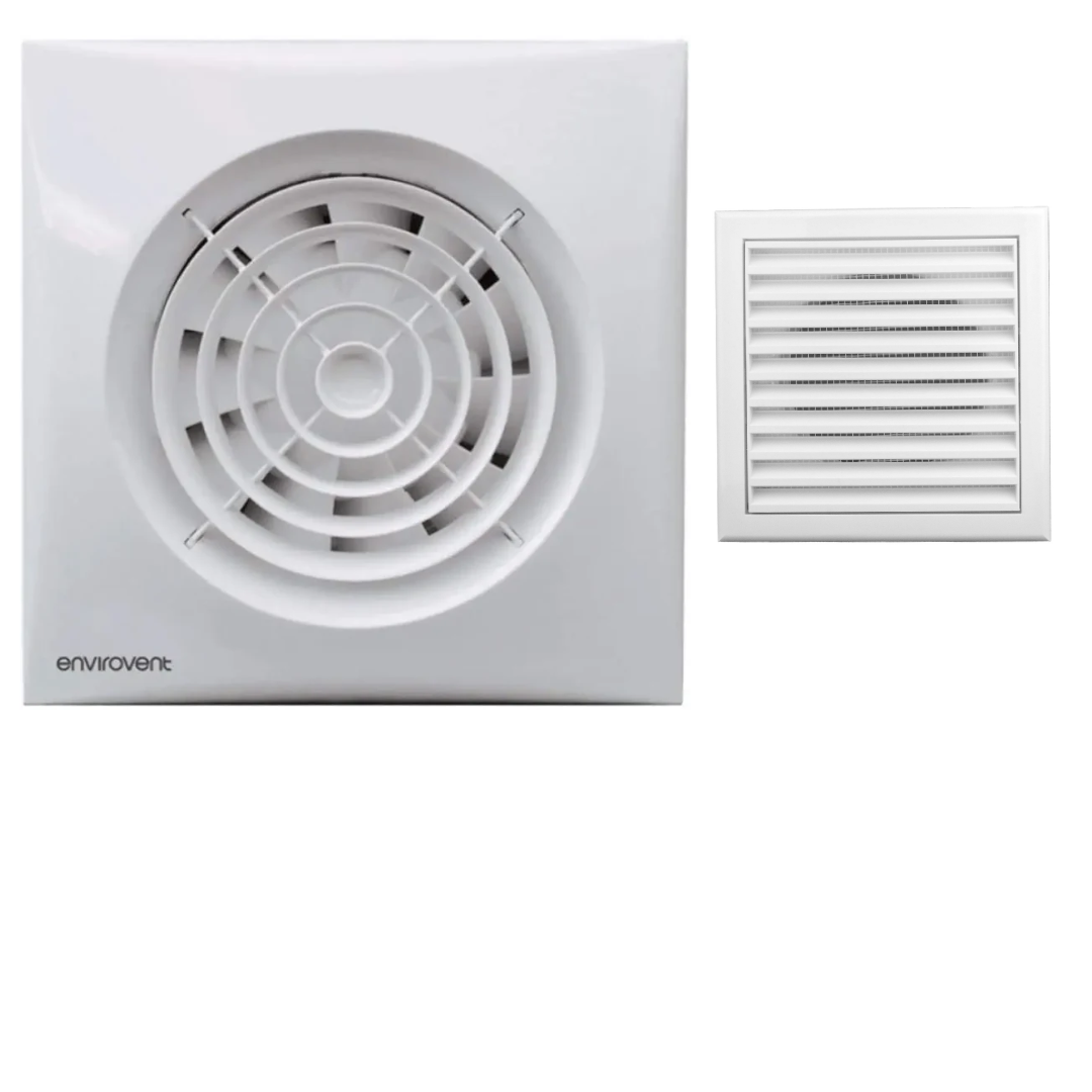 Envirovent SIL100T Extractor Fan Complete Kit - Fan, Grille & Ducting - Timer