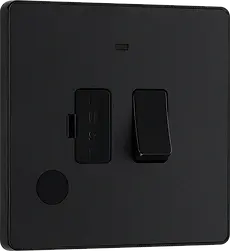 BG Evolve Matt Black Screwless Switched Spur + Neon + Cable Outlet PCDMB52B BG (British General)