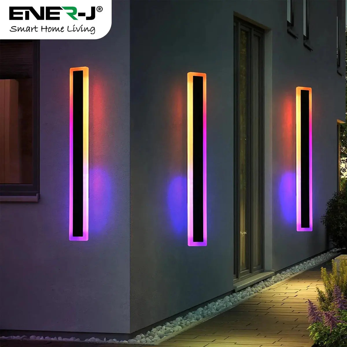 Outdoor Acrylic Black Wall Lights, 60 x 8cm size Outdoor Acrylic Black Wall Lights, 12W Waterproof IP65 RGB ENER-J