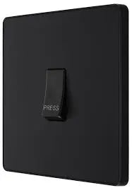 BG Evolve Matt Black Screwless Single Press Switch PCDMB14B BG (British General)