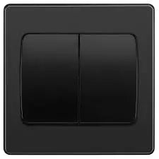 BG Evolve Matt Black Screwless Double Light Switch (Wide) PCDMB42WB BG (British General)