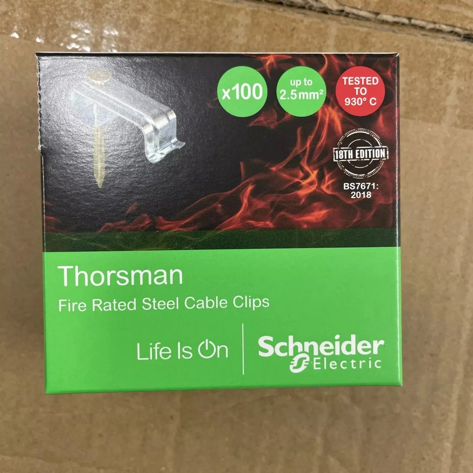 Schneider Thorsman 2.5mm Max Twin and Earth Fire Rated Steel Cable Clips 100 Pack Schneider