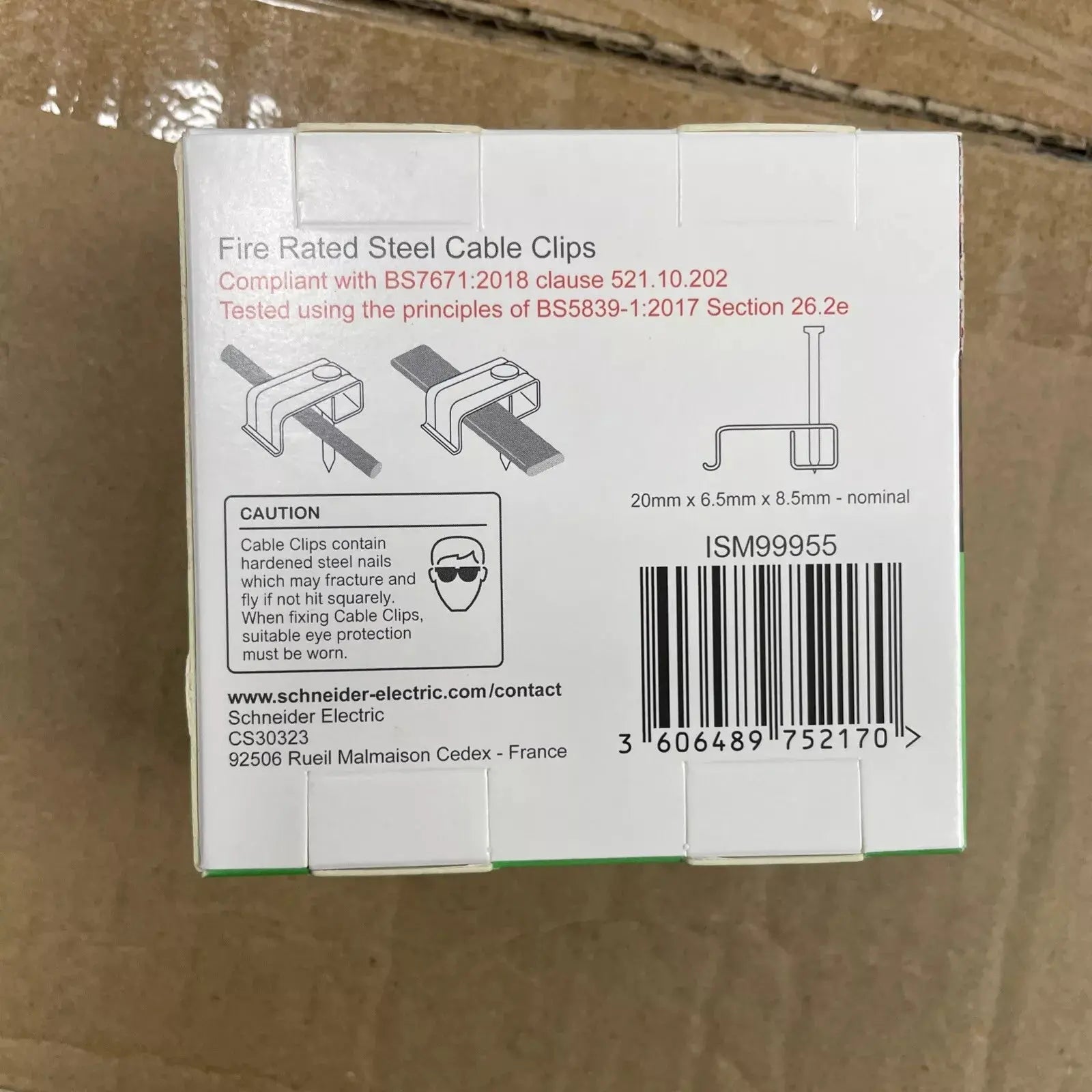 Schneider Thorsman 2.5mm Max Twin and Earth Fire Rated Steel Cable Clips 100 Pack Schneider