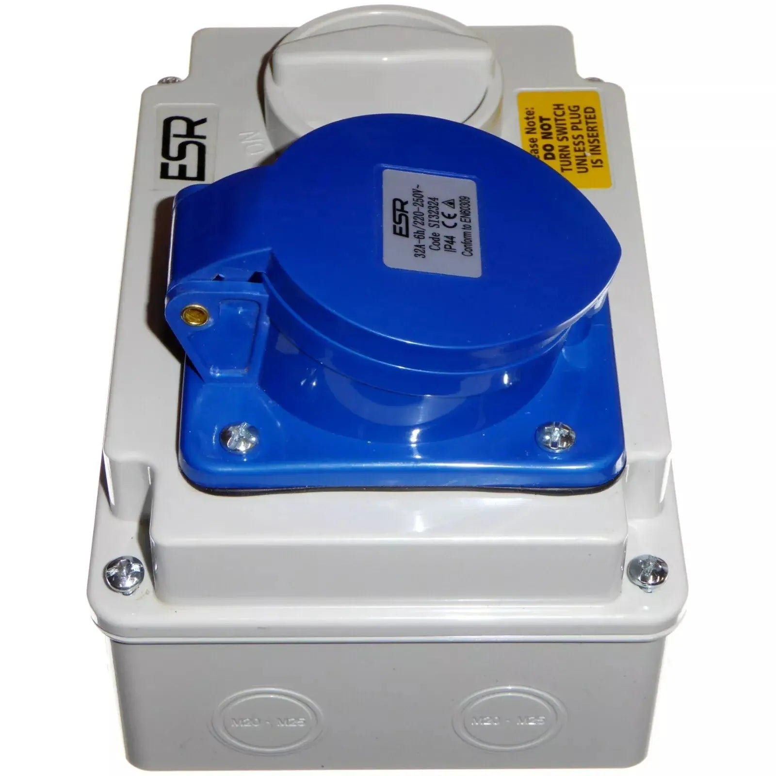 32 Amp 3 Pin Interlock Socket Switch with Industrial Trailing Plug IP44 ESR