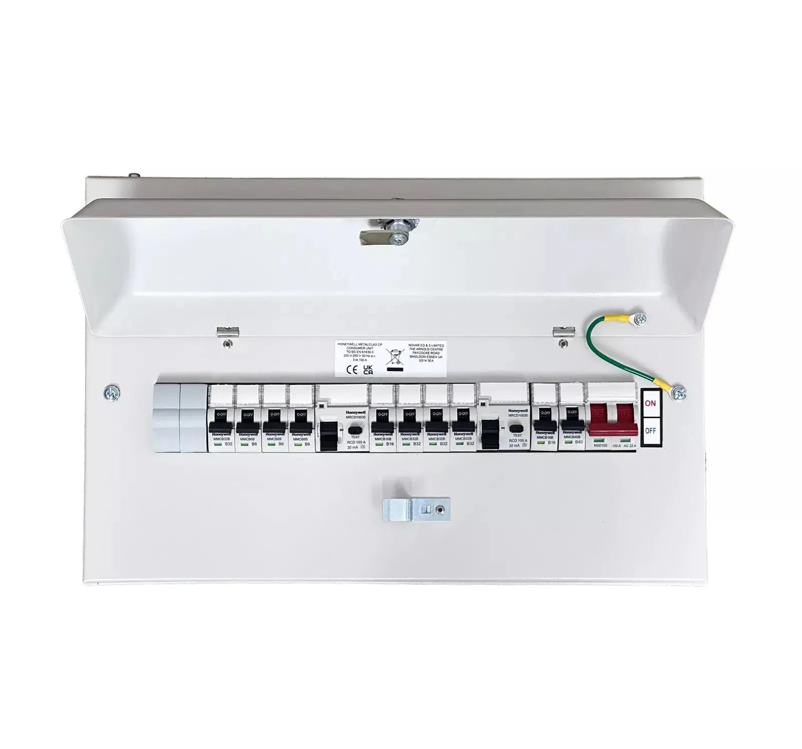 MK Honeywell 16 Way Populated Dual RCD Consumer Unit with 100 Amp Main Switch Fully Loaded - M16WSD2100RCD10MCB Honeywell