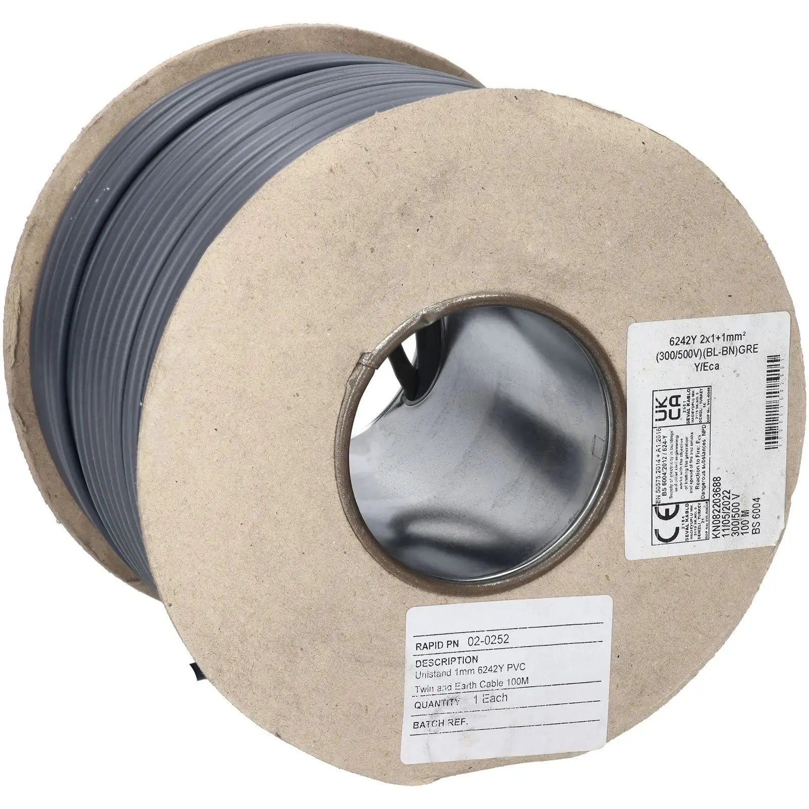 1.0mm Twin & Earth Cable 6242Y – Grey, 100m Drum ACAS ELECTRICAL