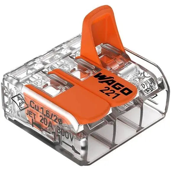 221-413 Wago 3x4mm 0.5-4mm² Slim Lever Cable Splicing Connector (15 Pcs) WAGO