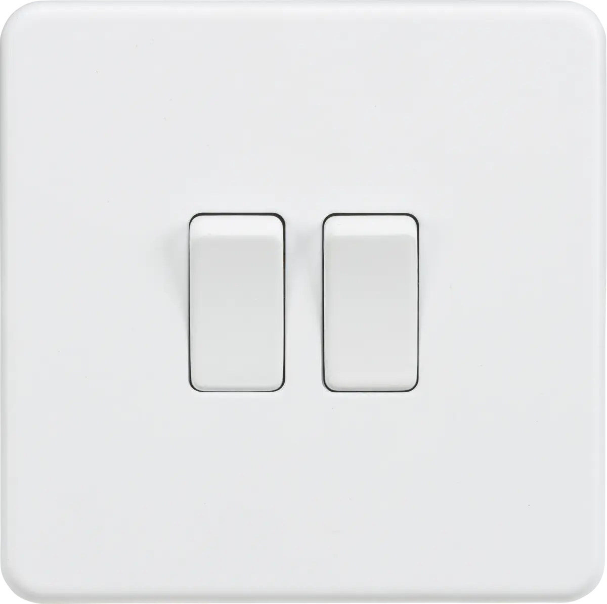 ML Knightsbridge Screwless 10AX 2 Gang 2-Way Switch - Matt White ML Knightsbridge