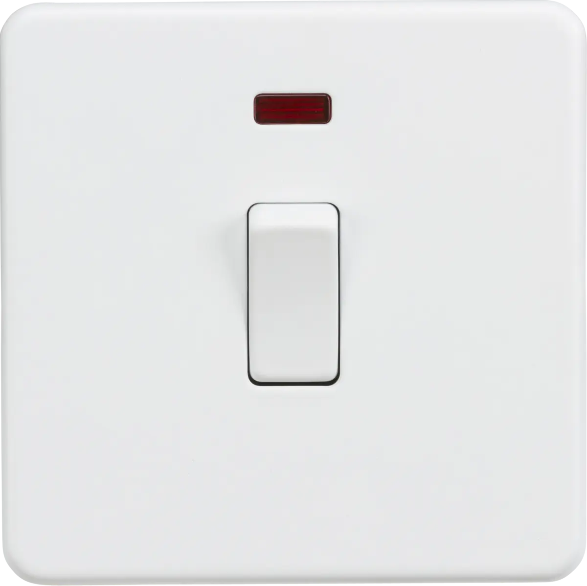 ML Knightsbridge Screwless 20A 1 Gang Double Pole Switch with Neon - Matt White ML Knightsbridge
