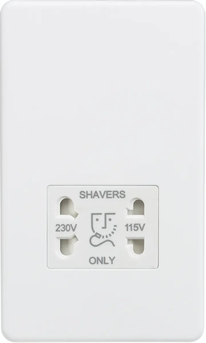 ML Knightsbridge Screwless 115/230V Dual Voltage Shaver Socket - Matt White ML Knightsbridge