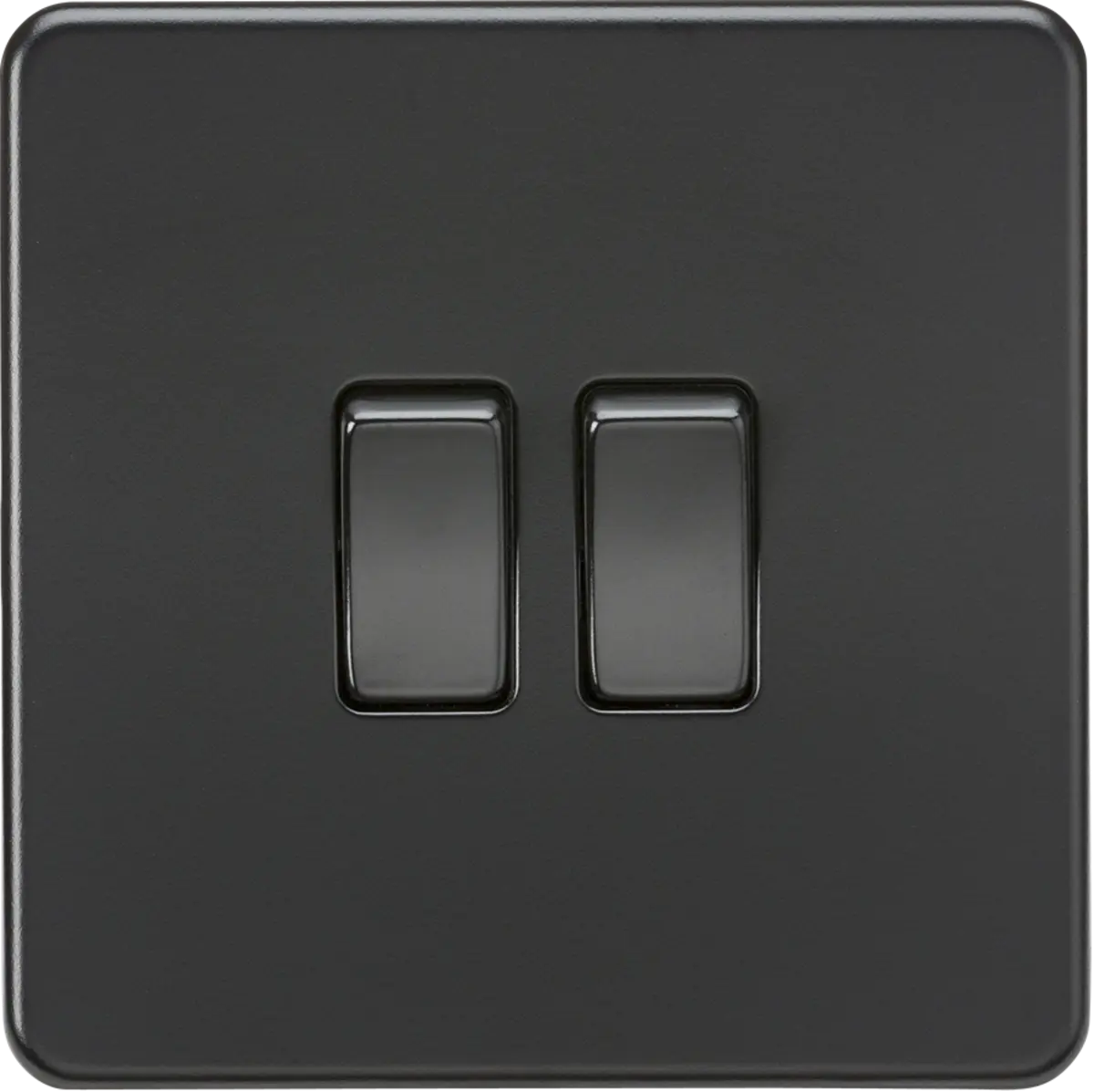 ML Knightsbridge Screwless 10AX 2 Gang 2-Way Light Switch - Matt Black ML Knightsbridge