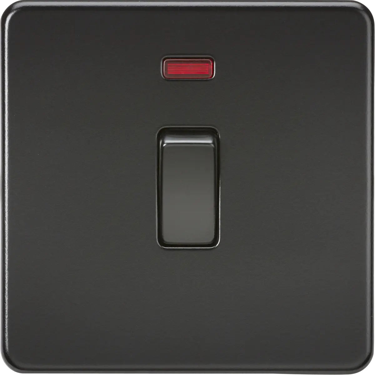 ML Knightsbridge Screwless 20A 1 Gang Double Pole Switch with Neon - Matt Black ML Knightsbridge