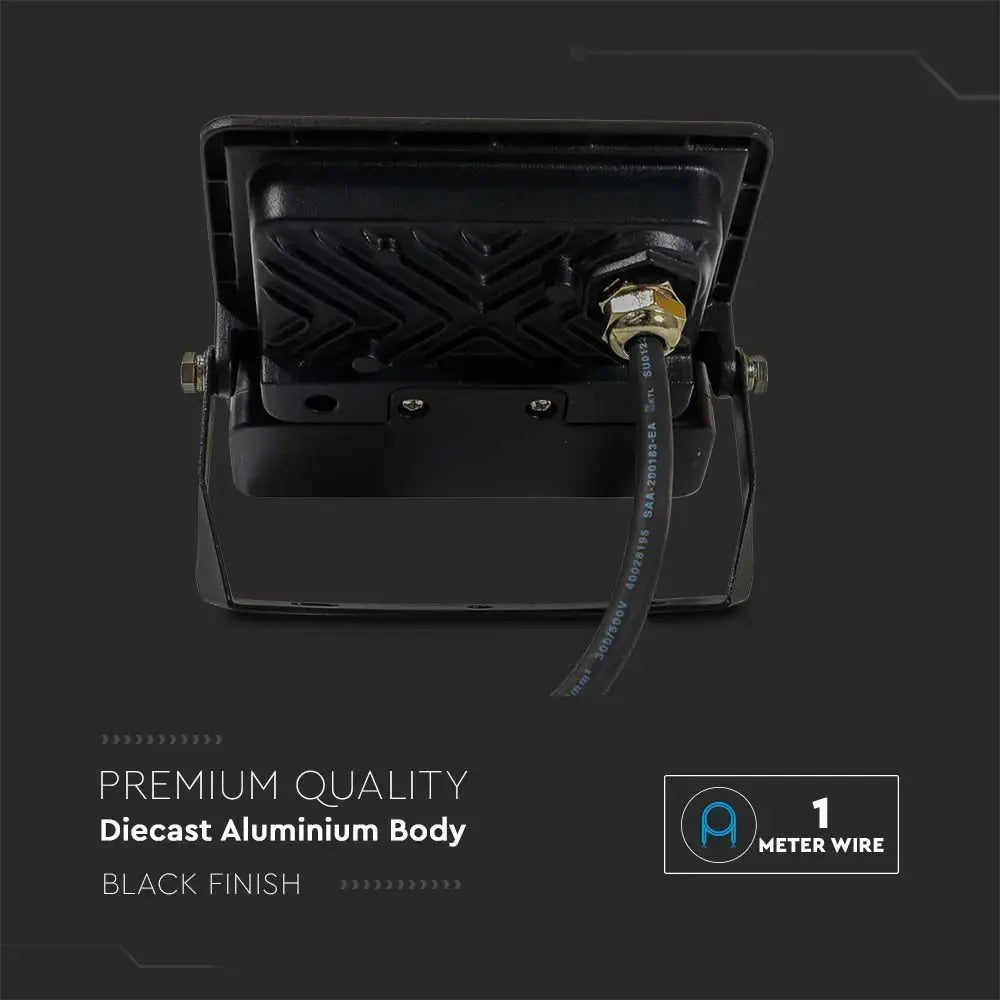 V-Tac 10W Daylight Samsung Chip LED Floodlight PIR 6500K- Black V-TAC