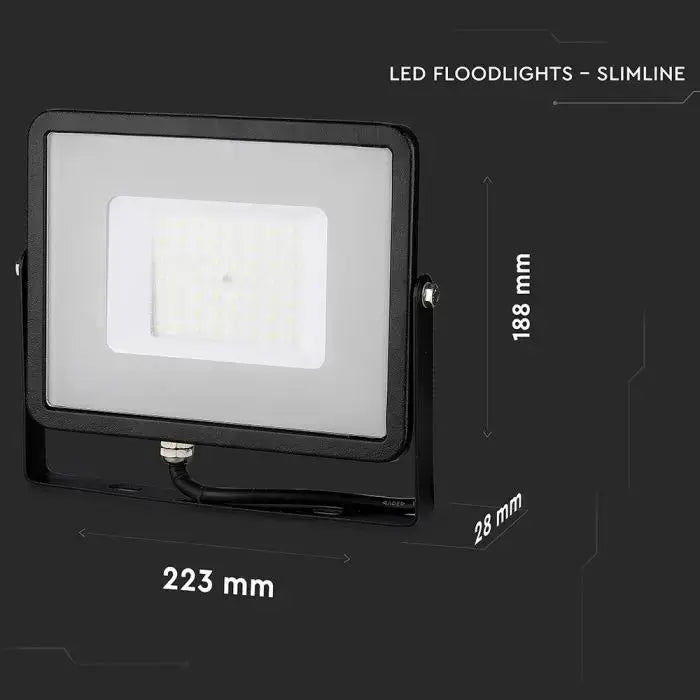 V-Tac 50W LED Floodlight Daylight Samsung Chip 6500K- Black V-TAC