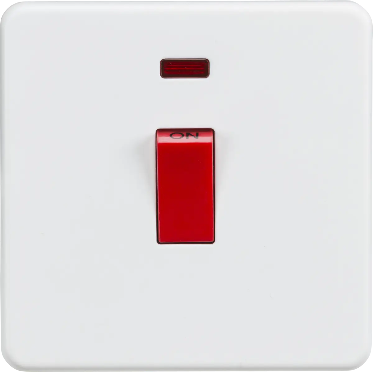 ML Knightsbridge Screwless 45A 1 Gang Double Pole Switch with Neon - Matt White ML Knightsbridge