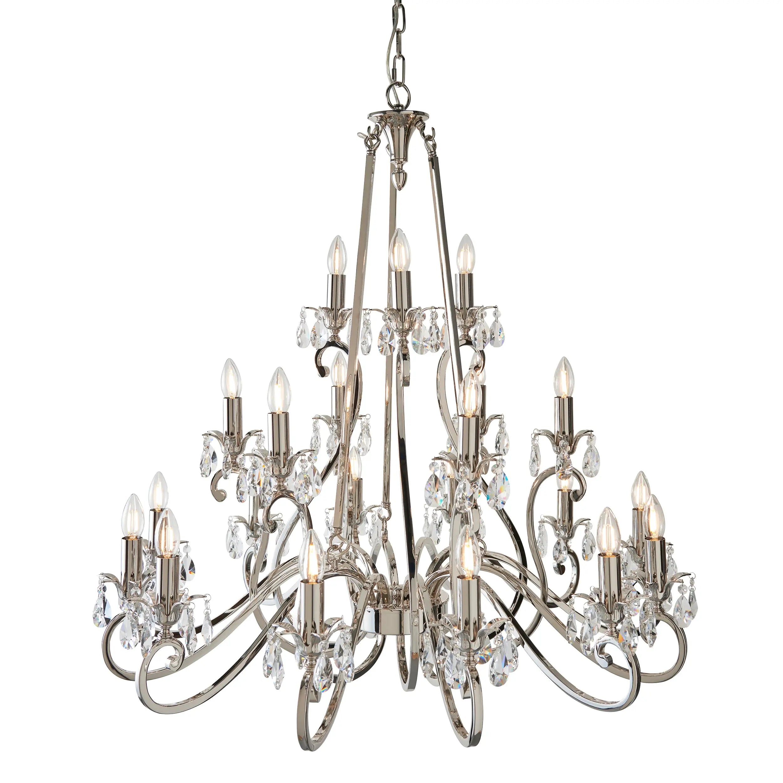 Oksana Nickel 21 Light Pendant Chandelier Endon