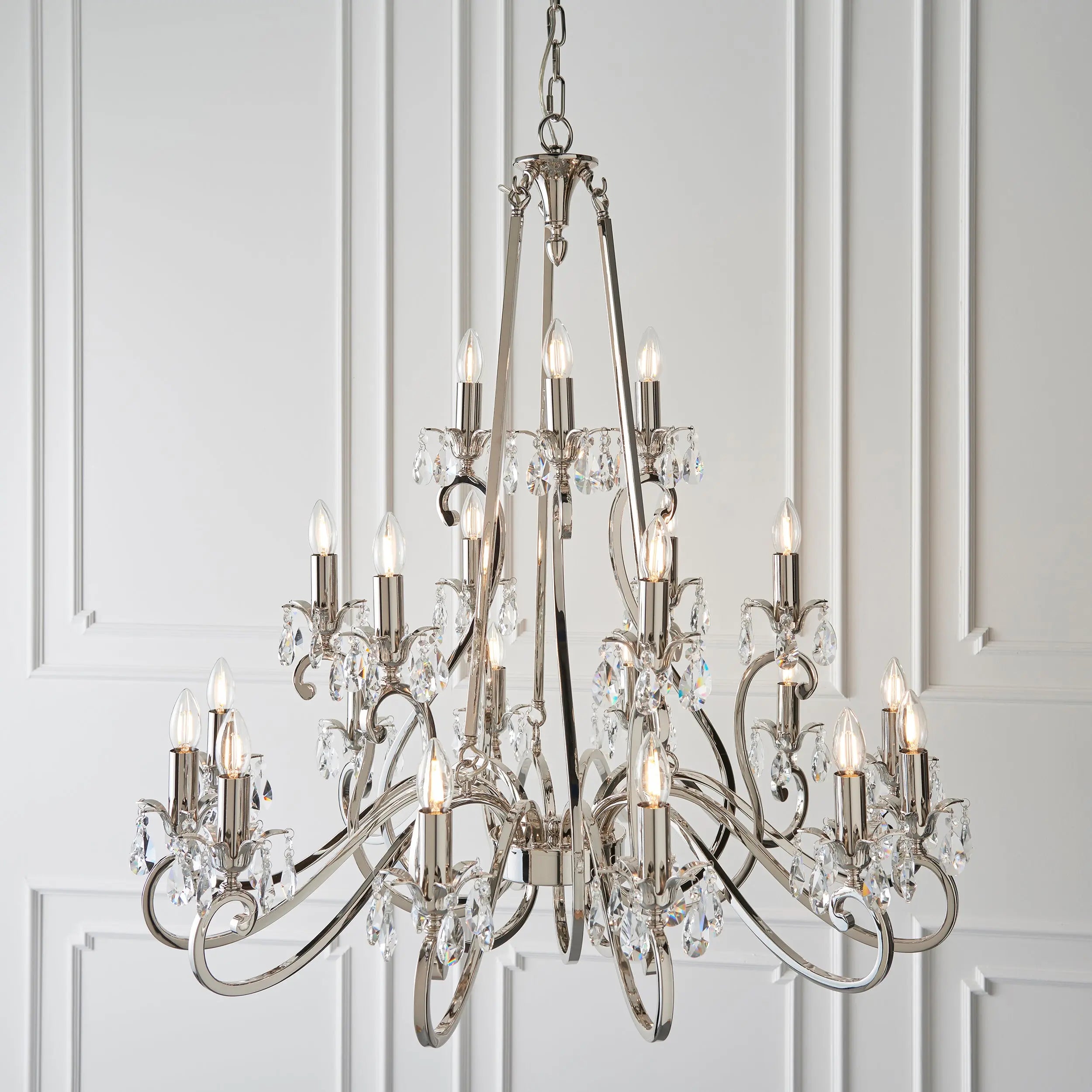 Oksana Nickel 21 Light Pendant Chandelier Endon