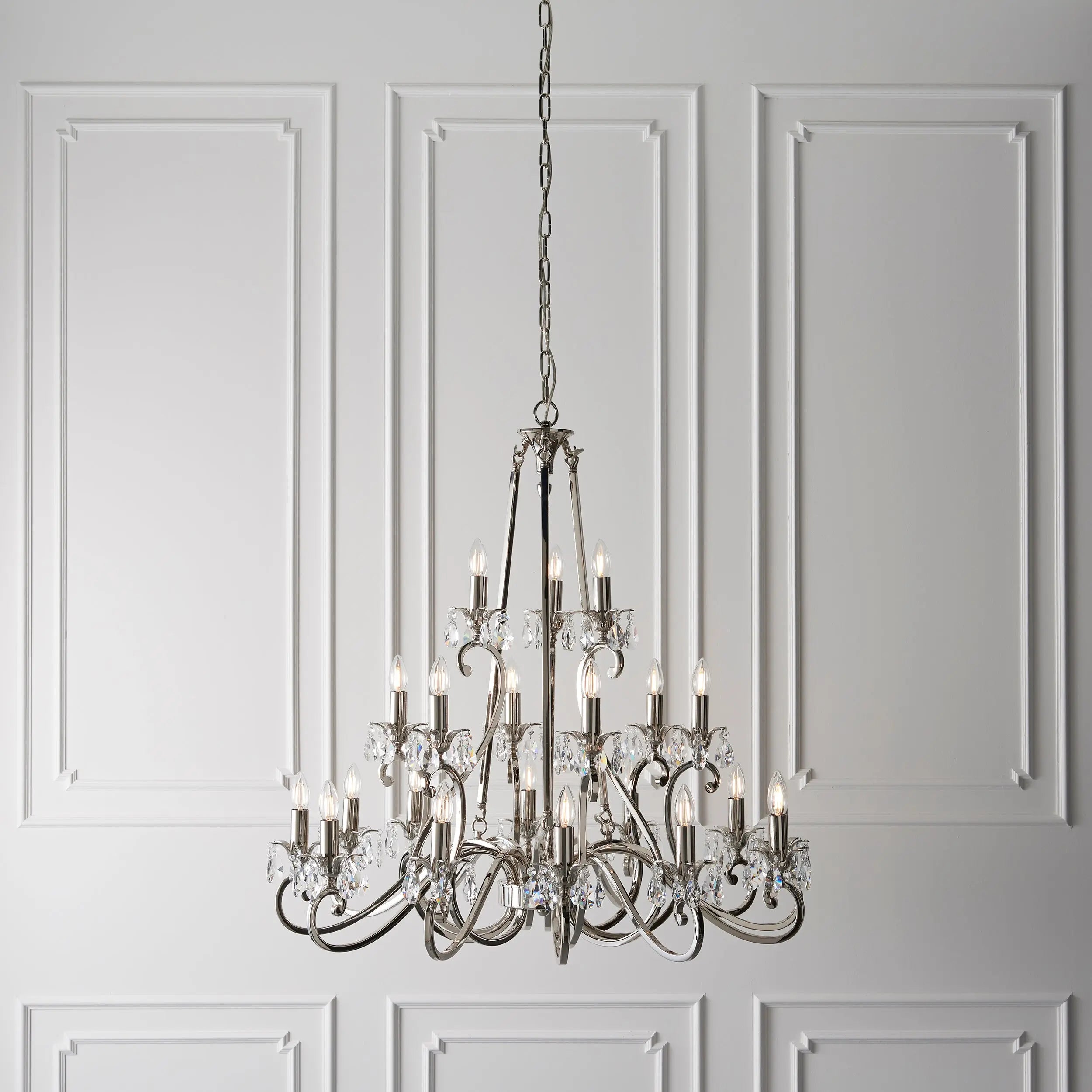 Oksana Nickel 21 Light Pendant Chandelier Endon