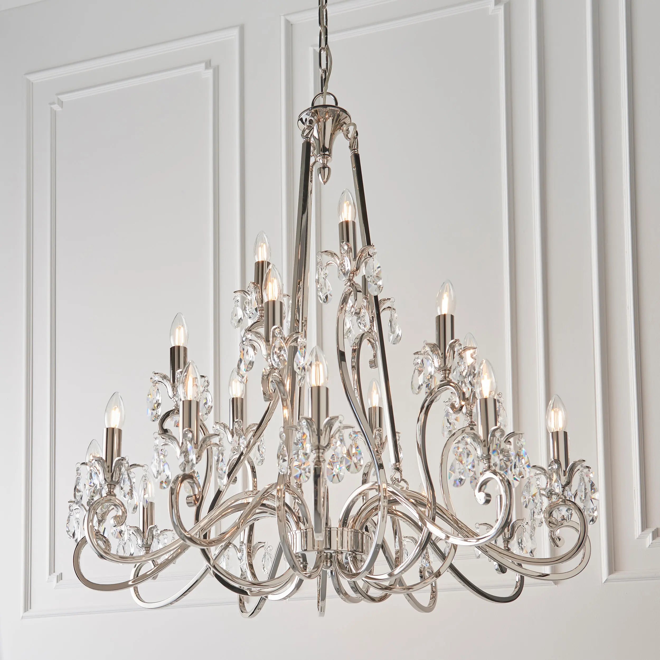 Oksana Nickel 21 Light Pendant Chandelier Endon