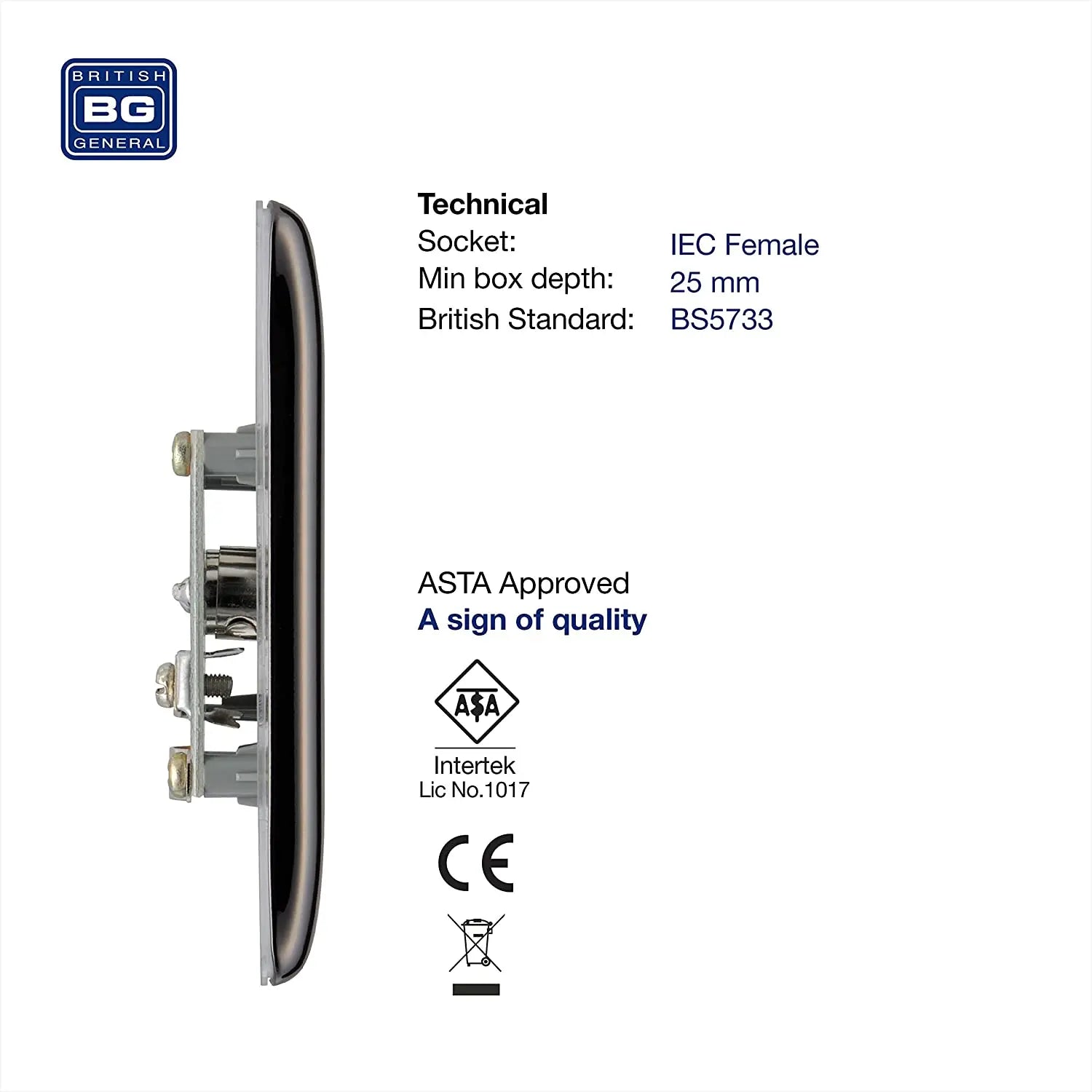 BG Nexus Metal TV Coax Point in Black Nickel - NBN60-01 BG (British General)
