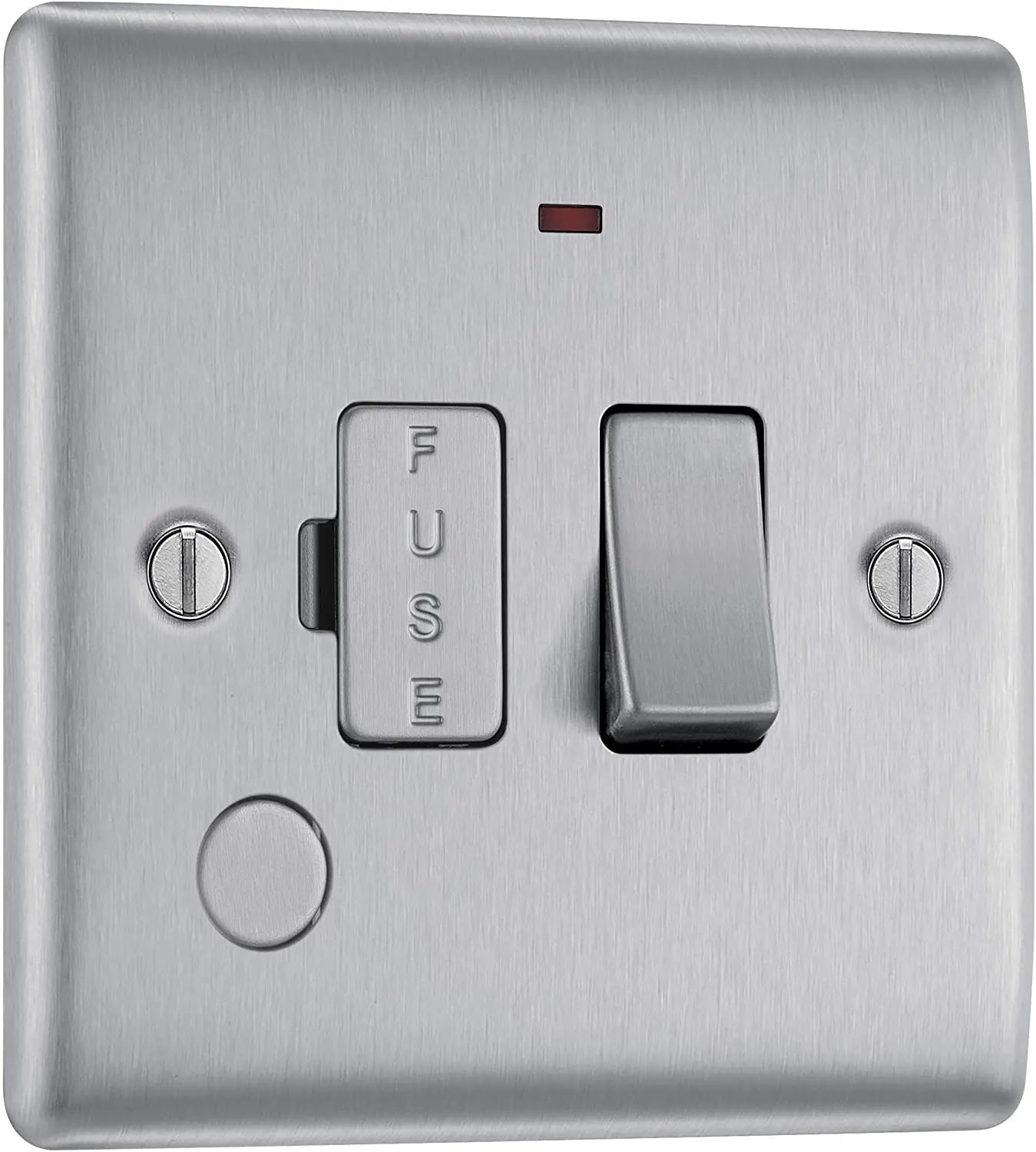 BG Nexus Metal Switched Fused Spur with Flex Outlet & Neon in Brushed Steel - NBS53-01 BG (British General)