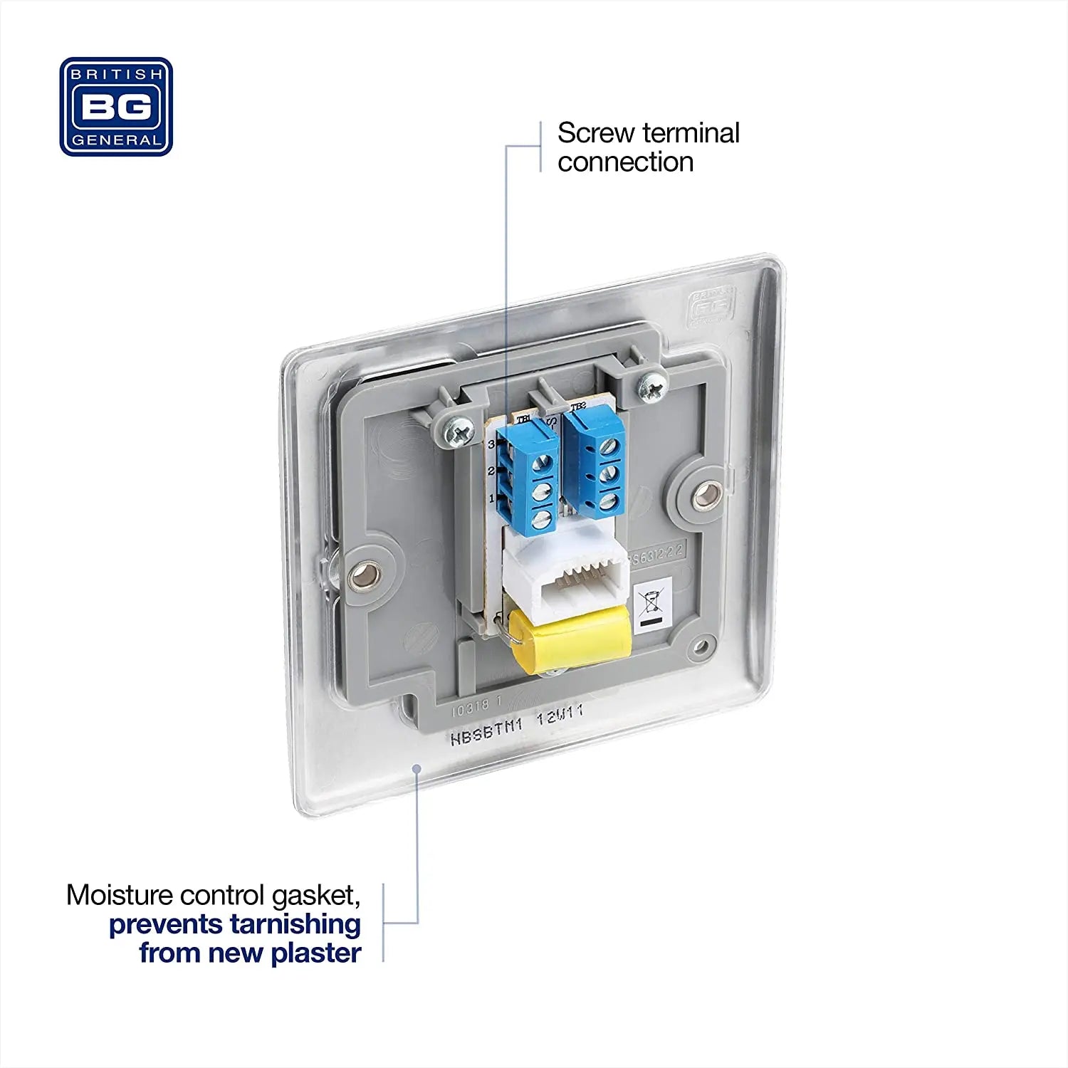 BG Nexus Metal Master Telephone Point in Brushed Steel - NBSBTM1-01 BG (British General)