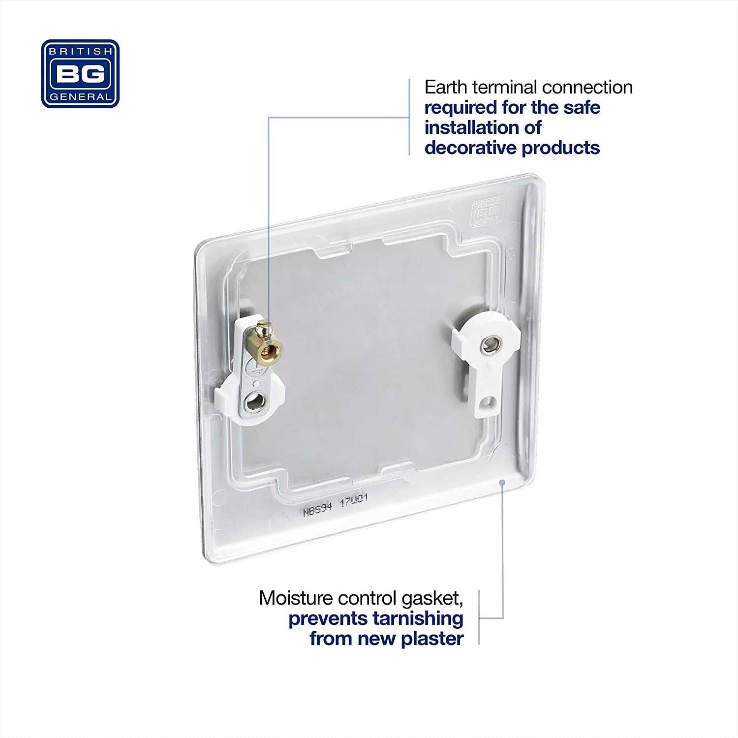 BG Nexus Metal Single Blanking Plate in Brushed Steel - NBS94-01 BG (British General)