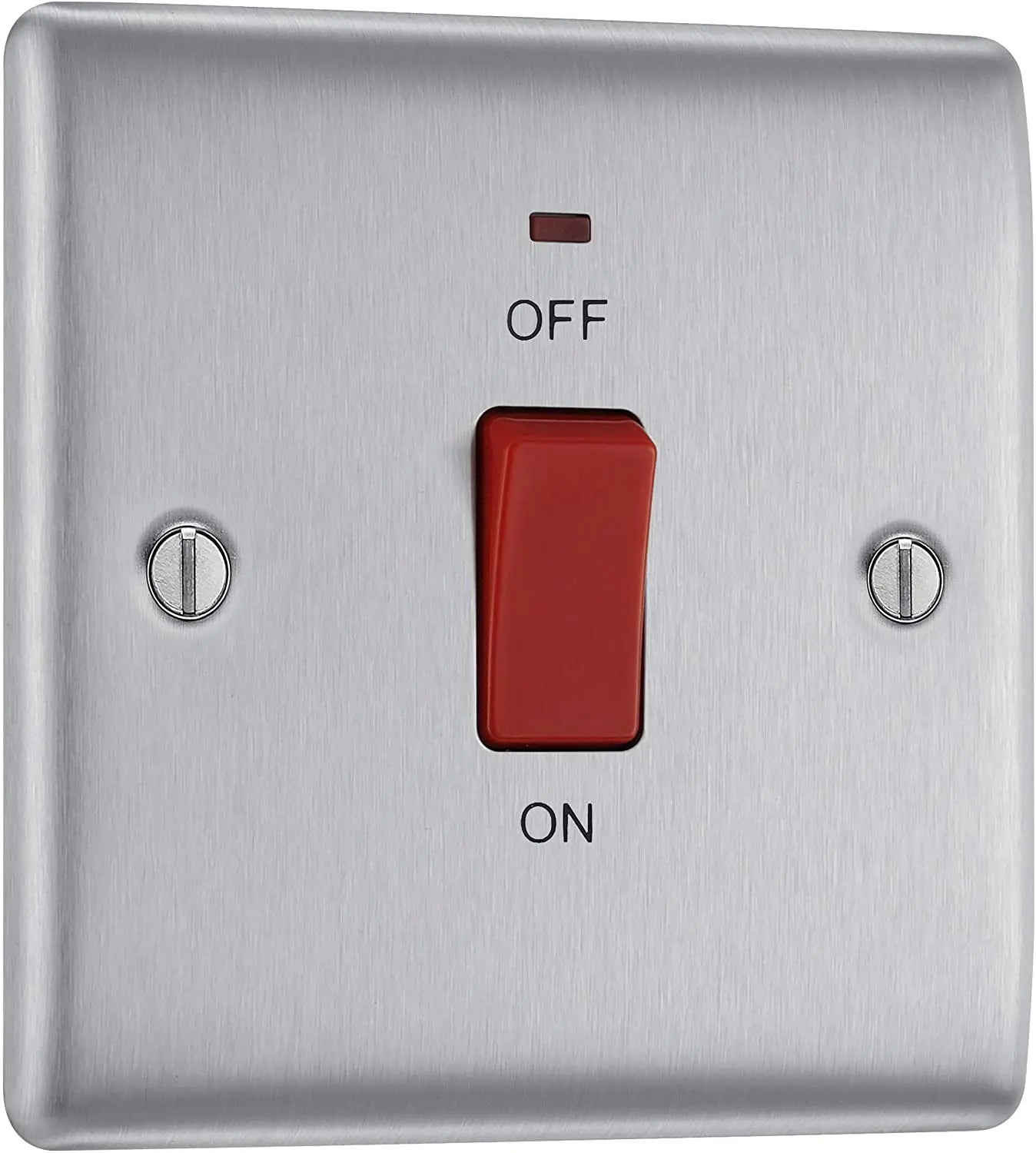 BG Nexus Metal 45 Amp Small DP Switch with Neon in Brushed Steel - NBS74-01 BG (British General)