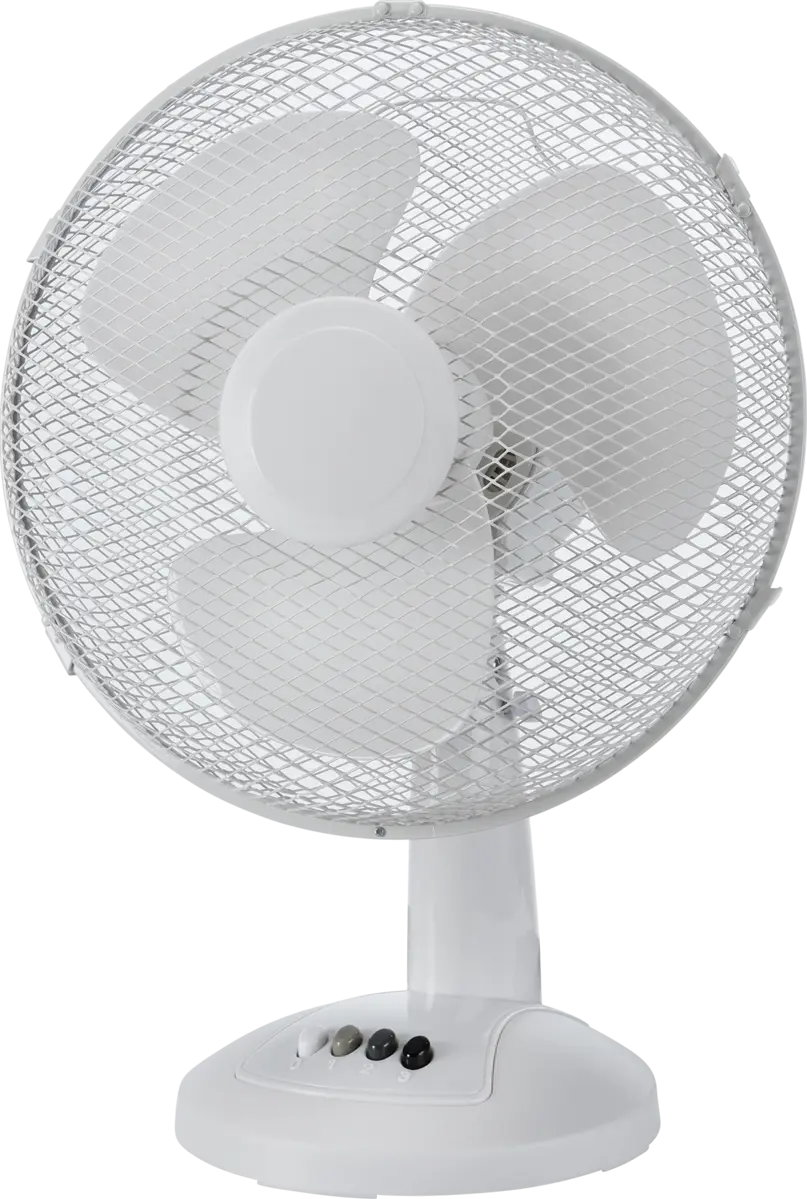 12 inch Desktop Fan 3 Speed Oscillating Portable in White 40W ML Knightsbridge