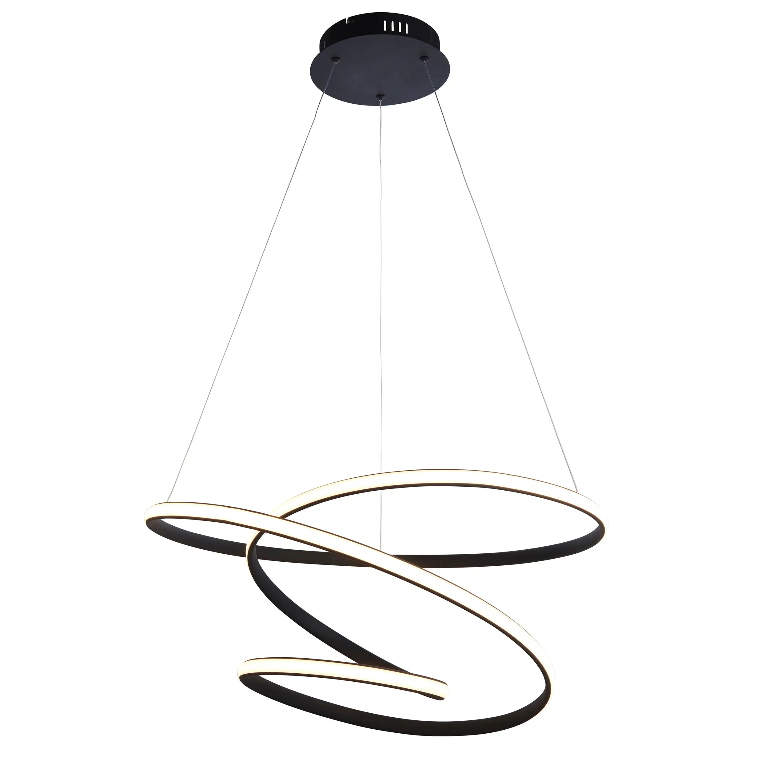 Dune Modern Design LED Pendant Ceiling Light Swirl Textured Black Finish Endon