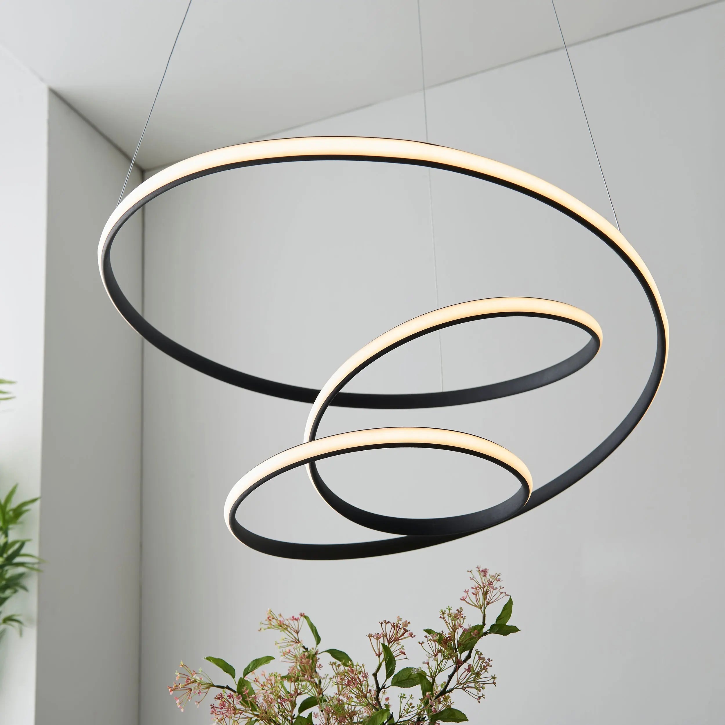 Dune Modern Design LED Pendant Ceiling Light Swirl Textured Black Finish Endon