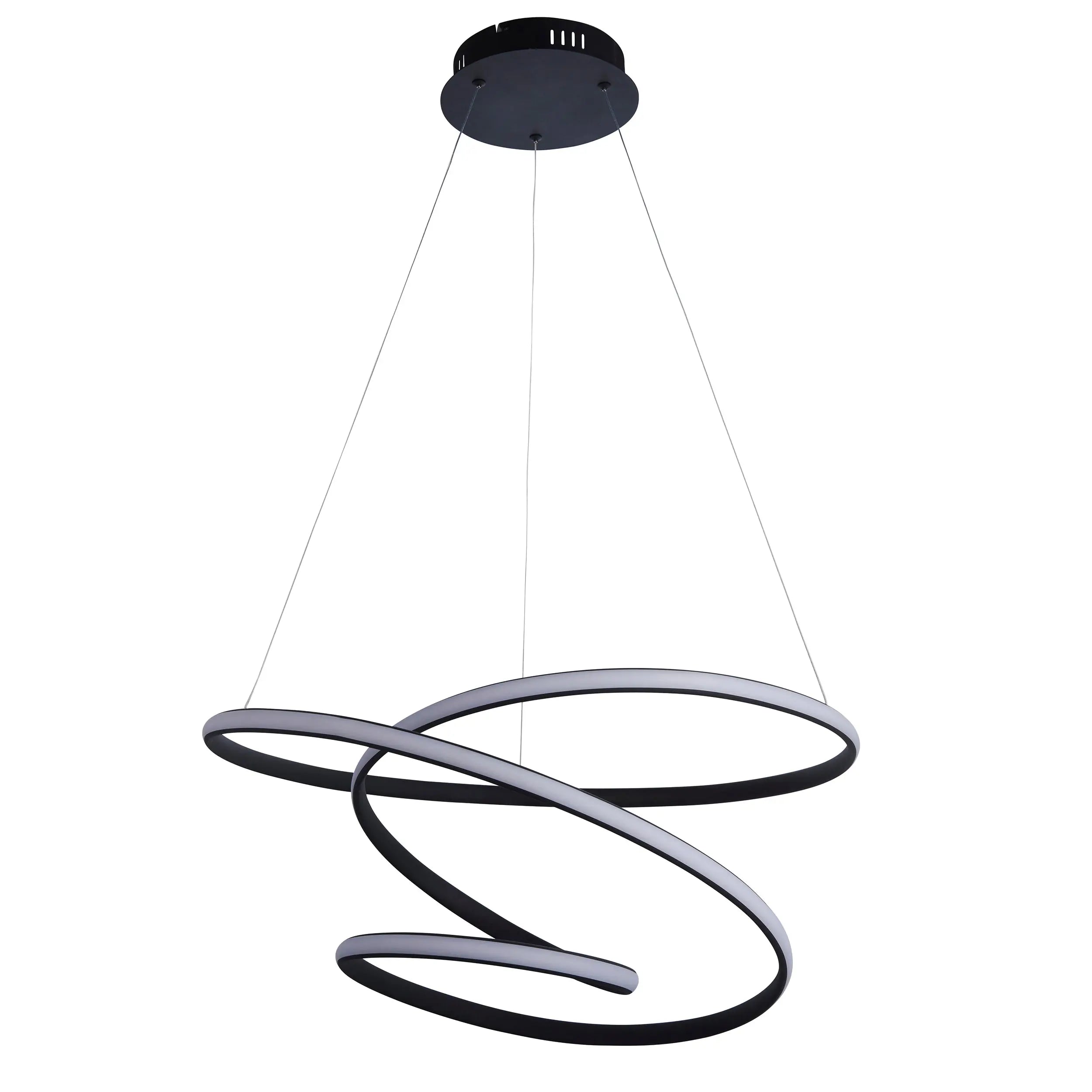 Dune Modern Design LED Pendant Ceiling Light Swirl Textured Black Finish Endon