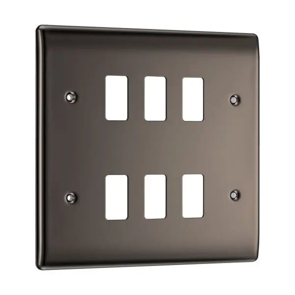 BG Nexus Grid 6 Gang Frontplate in Black Nickel - RNBN6-01 BG (British General)