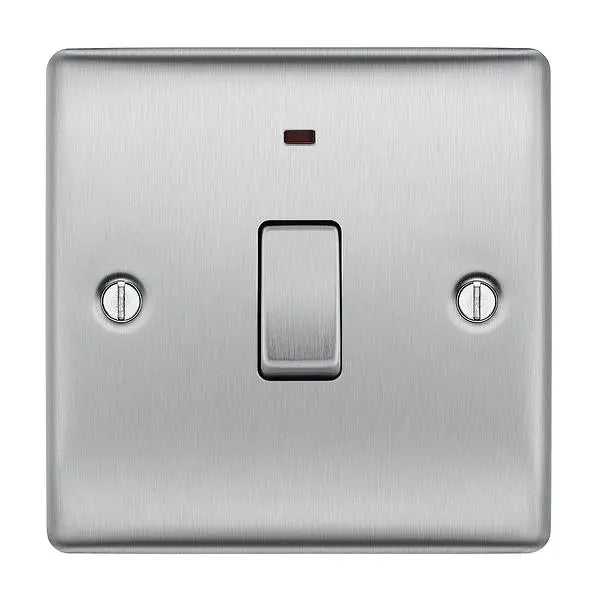 BG Nexus Metal 20 Amp DP Switch with Neon in Brushed Steel - NBS31-01 BG (British General)