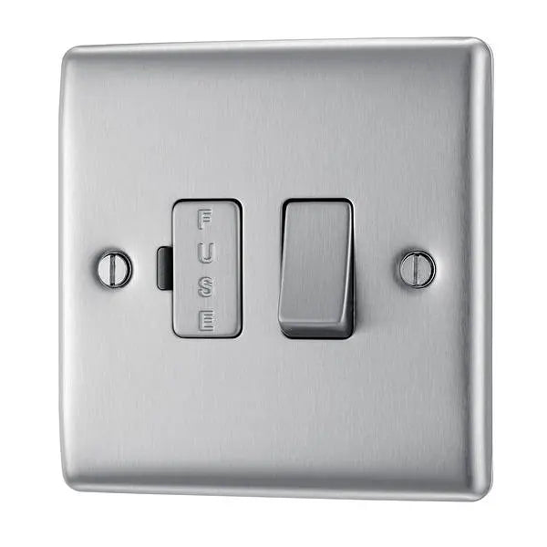 BG Nexus Metal Switched Fused Spur in Brushed Steel - NBS50-01 BG (British General)