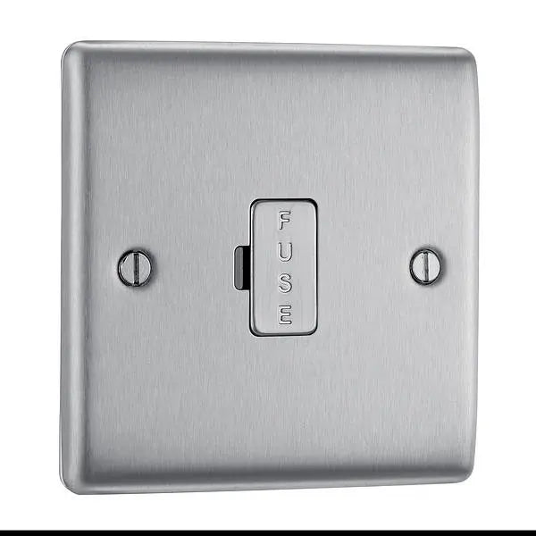BG Nexus Metal Un-Switched Fused Spur in Brushed Steel - NBS54-01 BG (British General)